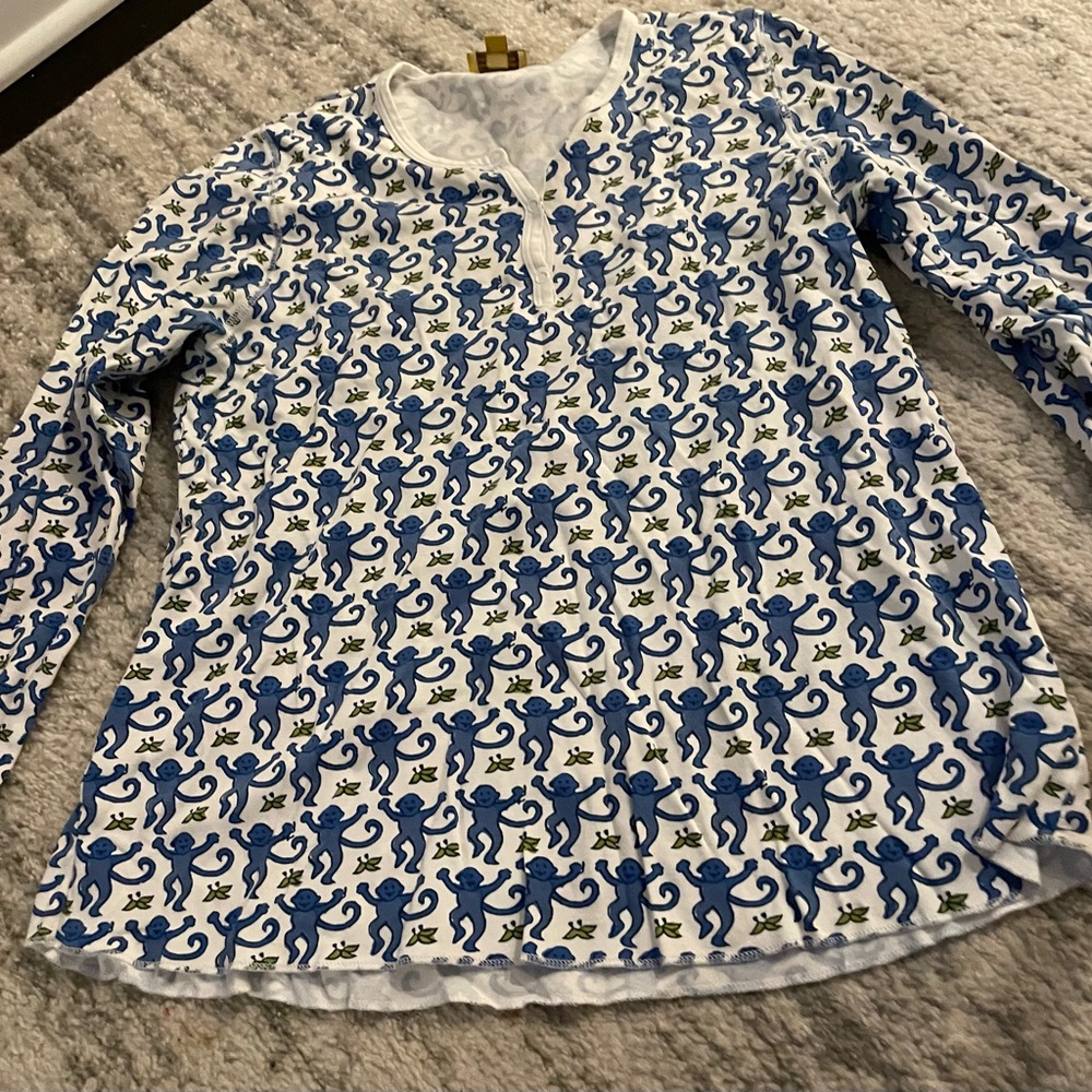 Roberta Roller Rabbit Blue and White Monkey Print Shirt and pants